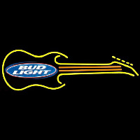 Bud Light Guitar Yellow Orange Beer Sign Neonskylt