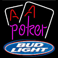 Bud Light Purple Lettering Red Aces White Cards Beer Sign Neonskylt