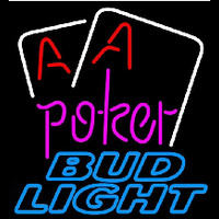 Bud Light Purple Lettering Red Aces White Cards Beer Sign Neonskylt