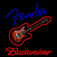 Budweiser Fender Blue Red Guitar Beer Sign Neonskylt