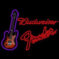 Budweiser Fender Red Guitar Beer Sign Neonskylt