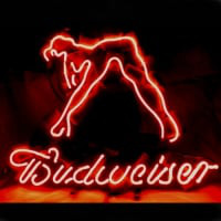 Budweiser Girl Öl Bar Öppet Neonskylt