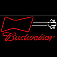 Budweiser Guitar Red White Beer Sign Neonskylt