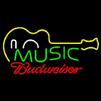 Budweiser Music Guitar Beer Sign Neonskylt