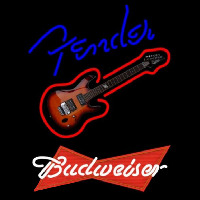 Budweiser Red Fender Blue Red Guitar Beer Sign Neonskylt