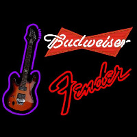 Budweiser Red Fender Red Guitar Beer Sign Neonskylt