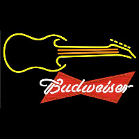 Budweiser Red Guitar Yellow Orange Beer Sign Neonskylt