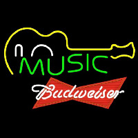 Budweiser Red Music Guitar Beer Sign Neonskylt