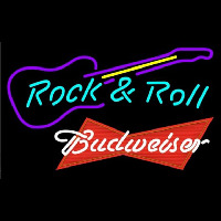Budweiser Red Rock N Roll Guitar Beer Sign Neonskylt