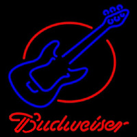 Budweiser Red Round Guitar Beer Sign Neonskylt