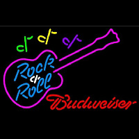 Budweiser Rock N Roll Pink Guitar Beer Sign Neonskylt