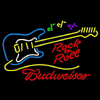 Budweiser Rock N Roll Yellow Guitar Beer Sign Neonskylt