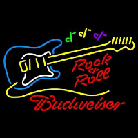 Budweiser Rock N Roll Yellow Guitar Neonskylt