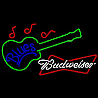 Budweiser White Blues Guitar Beer Sign Neonskylt