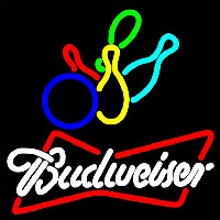 Budweiser White Colored Bowling Beer Sign Neonskylt