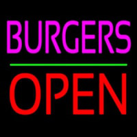 Burgers Block Open Green Line Neonskylt