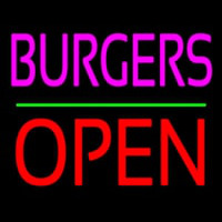 Burgers Block Open Green Line Neonskylt