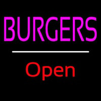 Burgers Open White Line Neonskylt