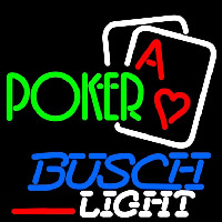 Busch Light Green Poker Beer Sign Neonskylt