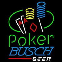 Busch Poker Ace Coin Table Beer Sign Neonskylt