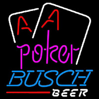 Busch Purple Lettering Red Aces White Cards Beer Sign Neonskylt