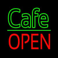 Cafe Block Open Green Line Neonskylt