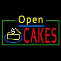 Cakes Open With Green Border Neonskylt