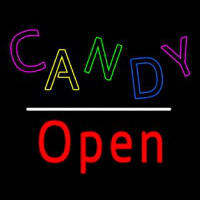 Candy Open White Line Neonskylt