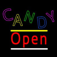 Candy Open Yellow Line Neonskylt
