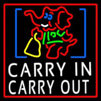 Carry In Carry Out With Elephant Neonskylt