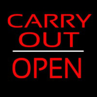 Carry Out Block Open White Line Neonskylt