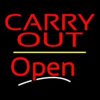 Carry Out Open Yellow Line Neonskylt