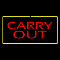 Carry Out Rectangle Yellow Neonskylt