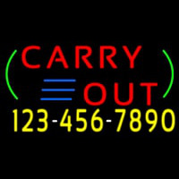Carry Out With Phone Number Neonskylt
