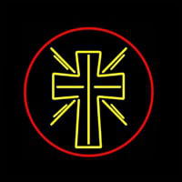 Christian Cross With Border Neonskylt