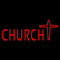 Church With Cross Logo Neonskylt