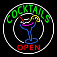Circular Cocktail With Cocktail Neonskylt