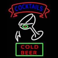 Cocktail Cold Beer With Glass Real Neon Glass Tube Neonskylt