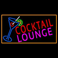 Cocktail Lounge And Martini Glass With Orange Border Neonskylt