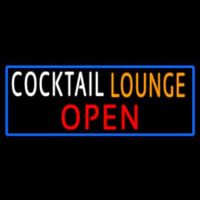 Cocktail Lounge Open With Blue Border Neonskylt