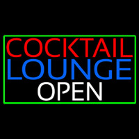 Cocktail Lounge Open With Green Border Neonskylt