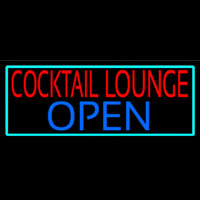 Cocktail Lounge Open With Turquoise Border Neonskylt