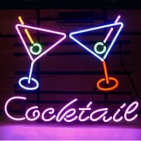 Cocktail Martini Öl Bar Öppet Neonskylt