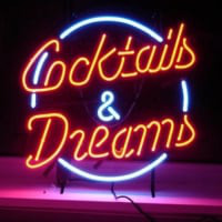 Cocktails And Dreams Öl Bar Öppet Neonskylt