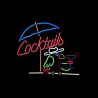Cocktails Parrot Öl Bar Öppet Neonskylt