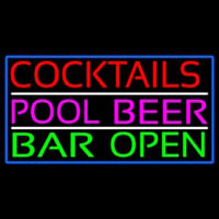 Cocktails Pool Beer Bar Open Neonskylt