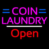 Coin Laundry Open White Line Neonskylt