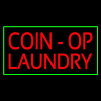 Coin Op Laundry Green Border Neonskylt