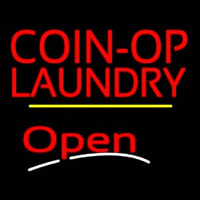 Coin Op Laundry Open Yellow Line Neonskylt