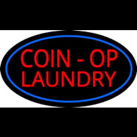 Coin Op Laundry Oval Blue Neonskylt